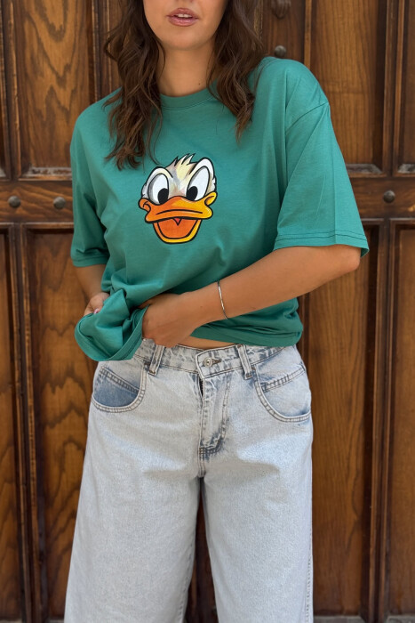 T-SHIRT ME IMAZH PËR FEMRA NË NGJYRËN JESHILE - 4