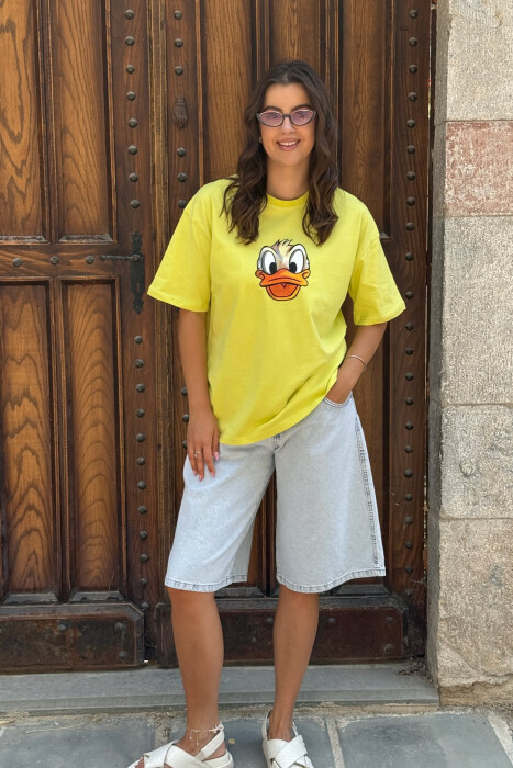 T-SHIRT ME IMAZH PËR FEMRA NË NGJYRËN NEON - 1