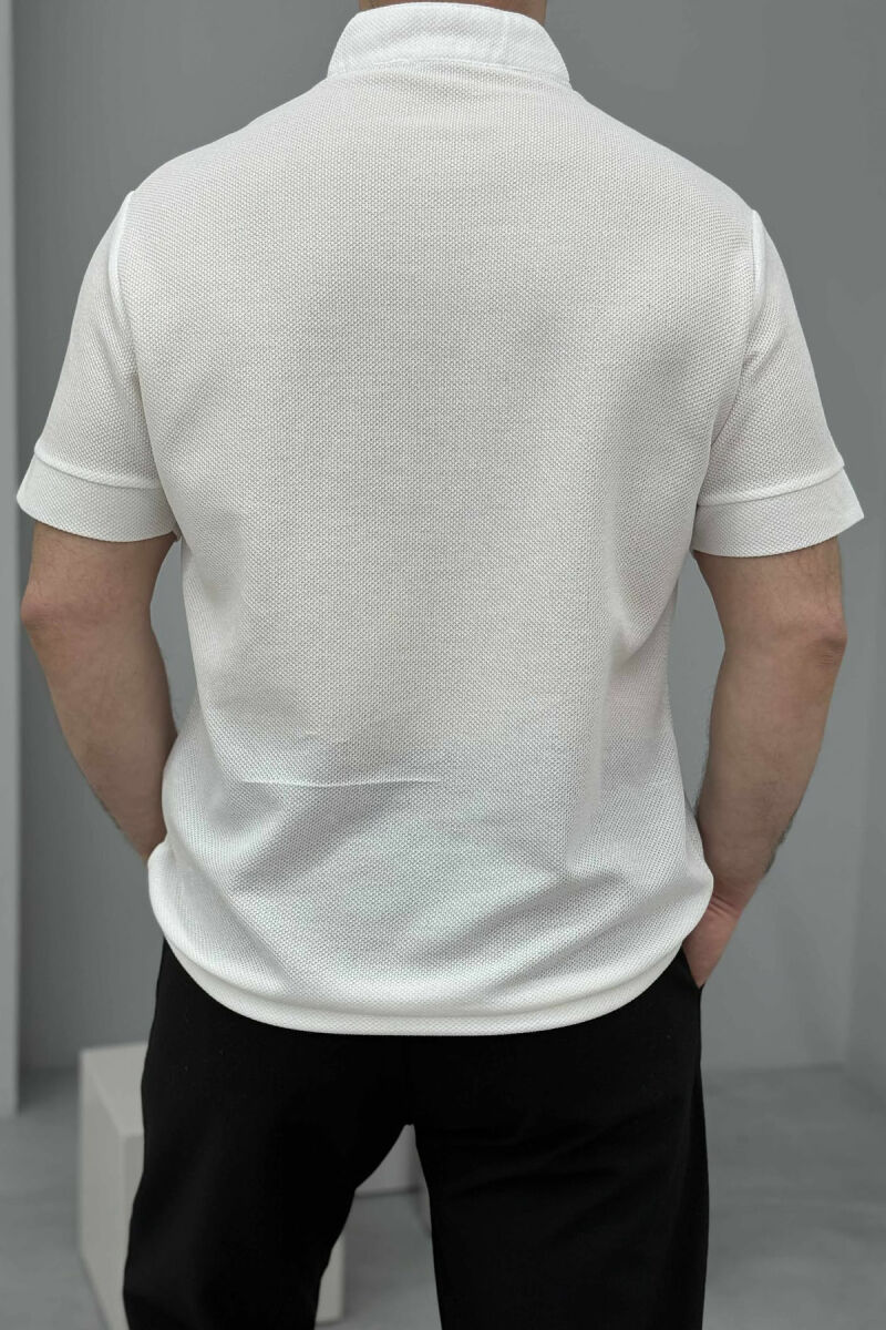 T-SHIRT ME JAKË ME ZINXHIR ME TEKSTURË PËR MESHKUJ NË NGJYRËN KREM - 2