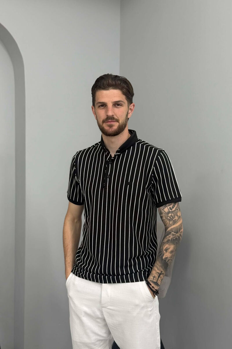 T-SHIRT ME JAKE POLO DHE ME DIZAJN VIJASH PER MESHKUJ NE NGJYRE TE ZEZE - 1