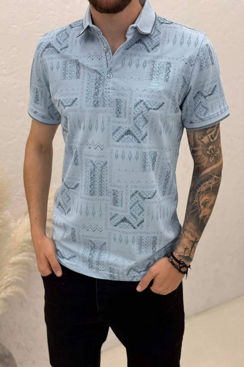 T-SHIRT ME JAKE POLO PER MESHKUJ NE NGJYRE BLU TE ZBARDHUR - 2