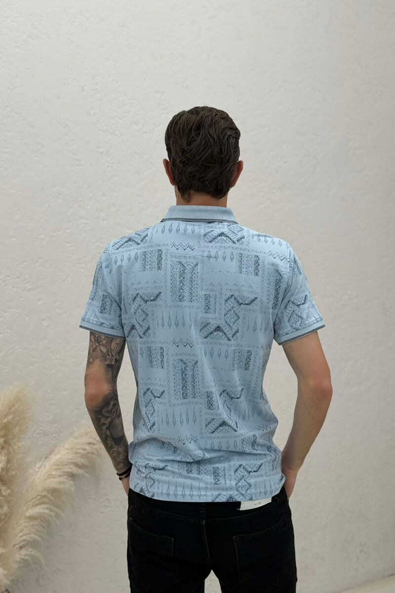 T-SHIRT ME JAKE POLO PER MESHKUJ NE NGJYRE BLU TE ZBARDHUR - 4