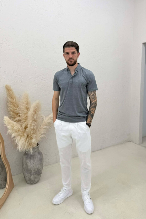 T-SHIRT ME JAKE POLO PER MESHKUJ NE NGJYRE GRI - 3