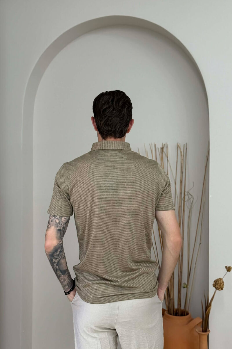 T-SHIRT ME JAKE POLO PER MESHKUJ NE NGJYRE KAFE TE ZBARDHUR - 4
