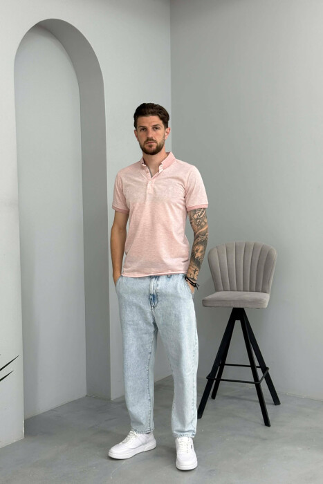 T-SHIRT ME JAKE POLO PER MESHKUJ NE NGJYRE PUDER - 2