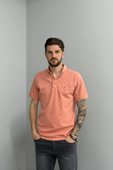 T-SHIRT ME JAKE POLO PER MESHKUJ NE NGJYRE SALMON - 1