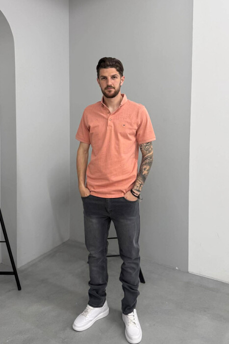 T-SHIRT ME JAKE POLO PER MESHKUJ NE NGJYRE SALMON - 4