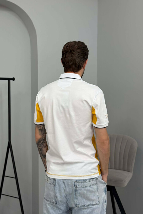 T-SHIRT ME JAKE POLO PER MESHKUJ NE NGJYRE TE BARDHE ME TE VERDHE - 3