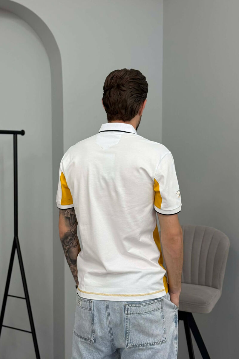 T-SHIRT ME JAKE POLO PER MESHKUJ NE NGJYRE TE BARDHE ME TE VERDHE - 3