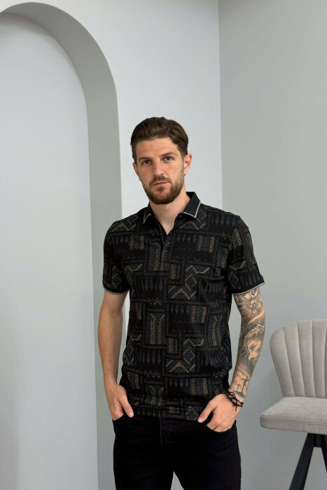 T-SHIRT ME JAKE POLO PER MESHKUJ NE NGJYRE TE ZEZE - 1
