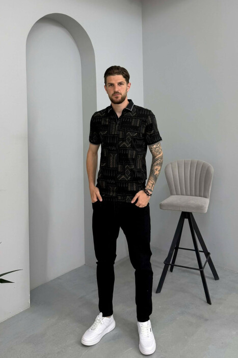 T-SHIRT ME JAKE POLO PER MESHKUJ NE NGJYRE TE ZEZE - 3