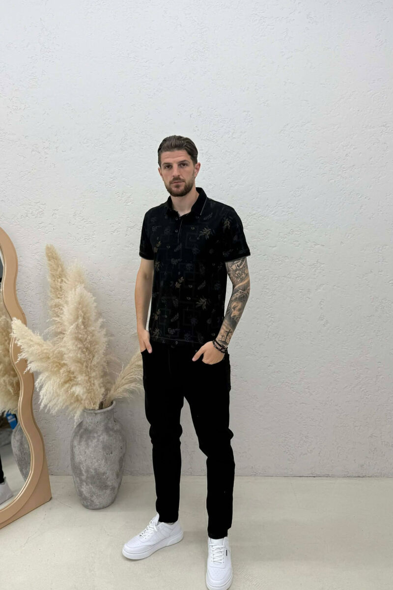 T-SHIRT ME JAKE POLO PER MESHKUJ NE NGJYRE TE ZEZE - 3