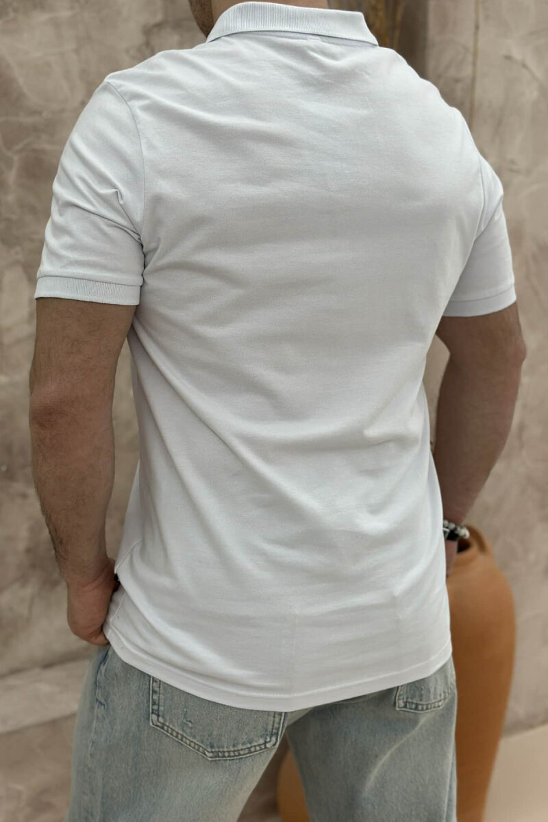 T-SHIRT ME JAKË POLO PËR MESHKUJ NË NGJYRËN E BARDHË - 3