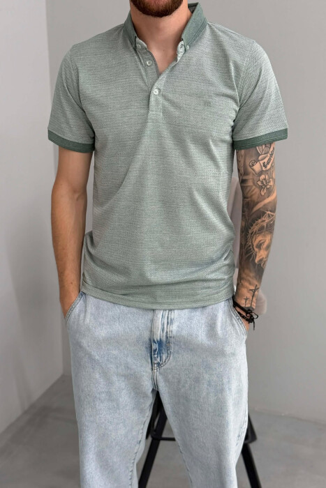 T-SHIRT ME JAKE POLO PER MESHKUJ NE NGJYRE JESHILE - 2