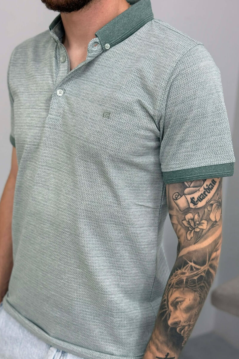 T-SHIRT ME JAKE POLO PER MESHKUJ NE NGJYRE JESHILE - 4