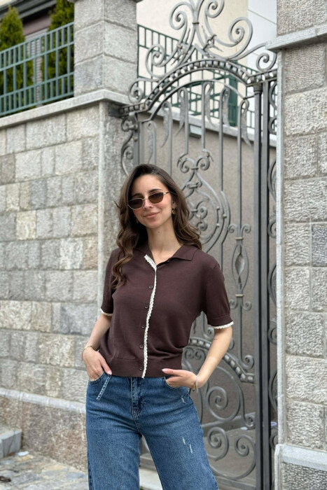 T-SHIRT ME KOPSA PER FEMRA NE NGJYRE KAFE - 2