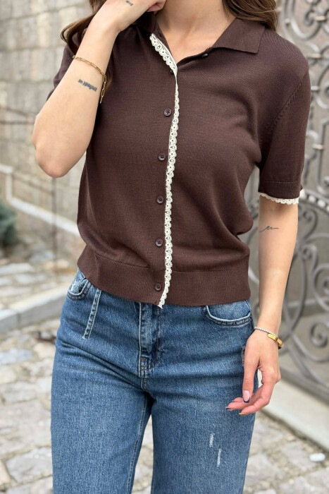 T-SHIRT ME KOPSA PER FEMRA NE NGJYRE KAFE - 3