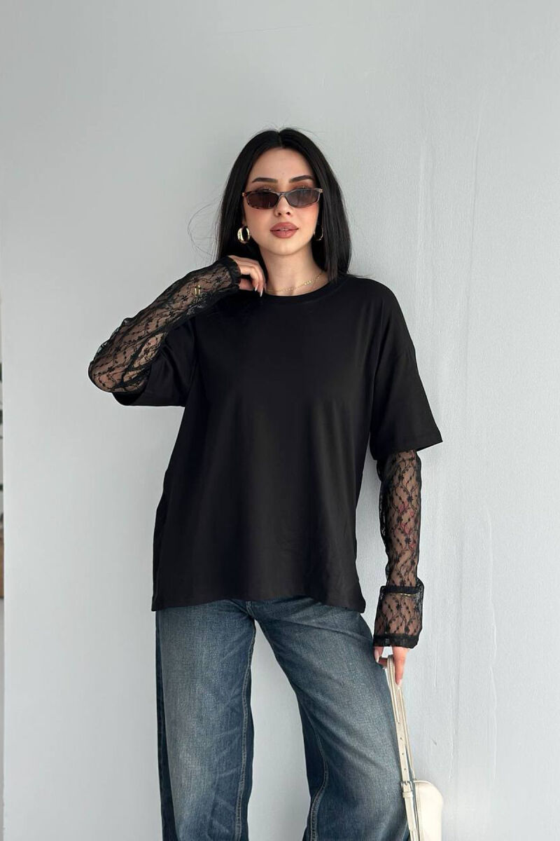 T-SHIRT ME MENGE DANTELLE PER FEMRA NE NGJYRE TE ZEZE - 1