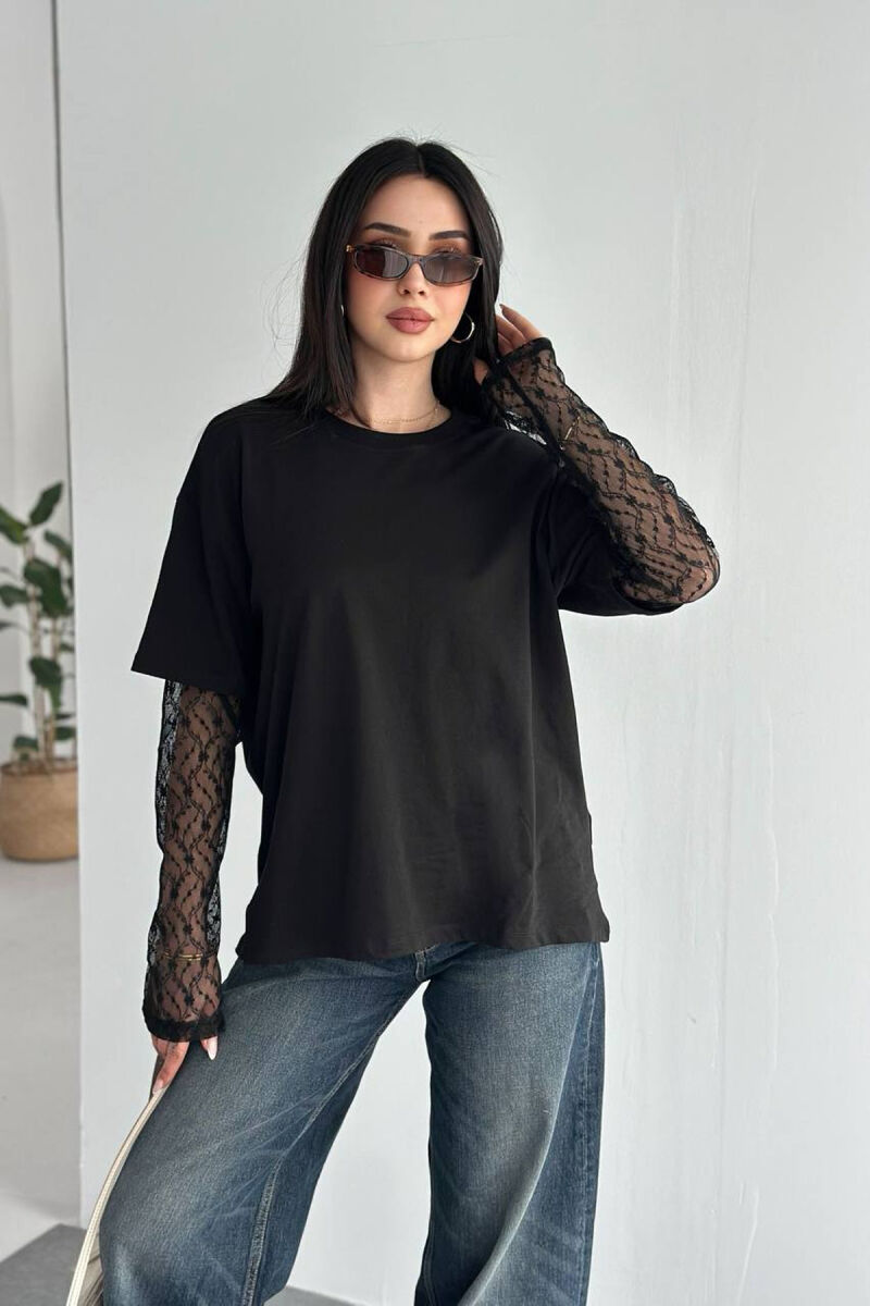 T-SHIRT ME MENGE DANTELLE PER FEMRA NE NGJYRE TE ZEZE - 3