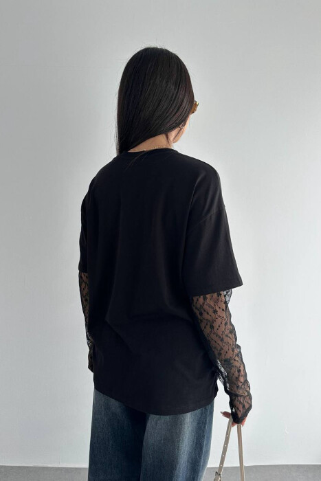 T-SHIRT ME MENGE DANTELLE PER FEMRA NE NGJYRE TE ZEZE - 4