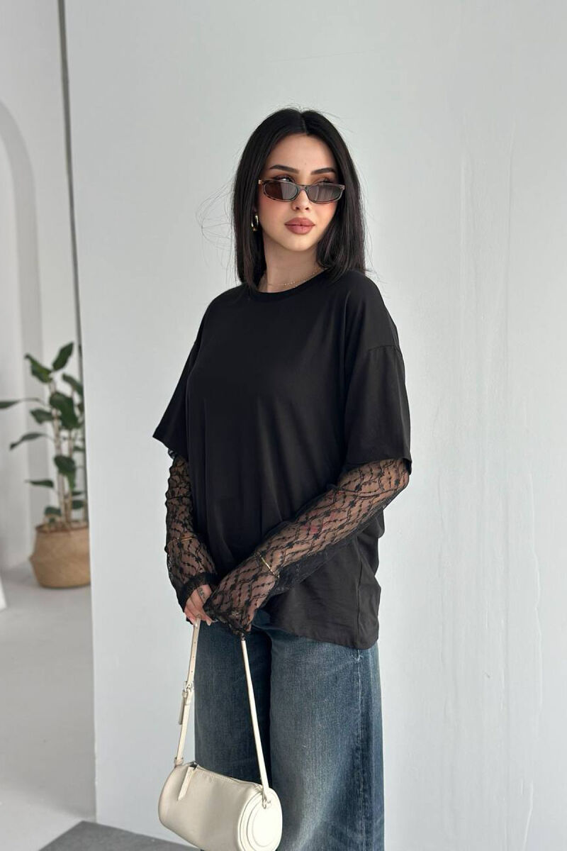 T-SHIRT ME MENGE DANTELLE PER FEMRA NE NGJYRE TE ZEZE - 5