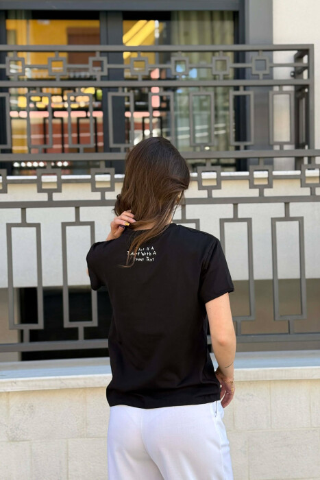 T-SHIRT ME SHKRIM PER FEMRA NE NGJYRE TE ZEZE - 3