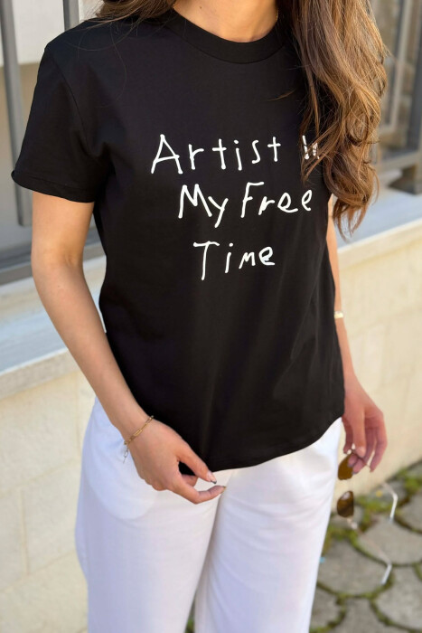 T-SHIRT ME SHKRIM PER FEMRA NE NGJYRE TE ZEZE - 4