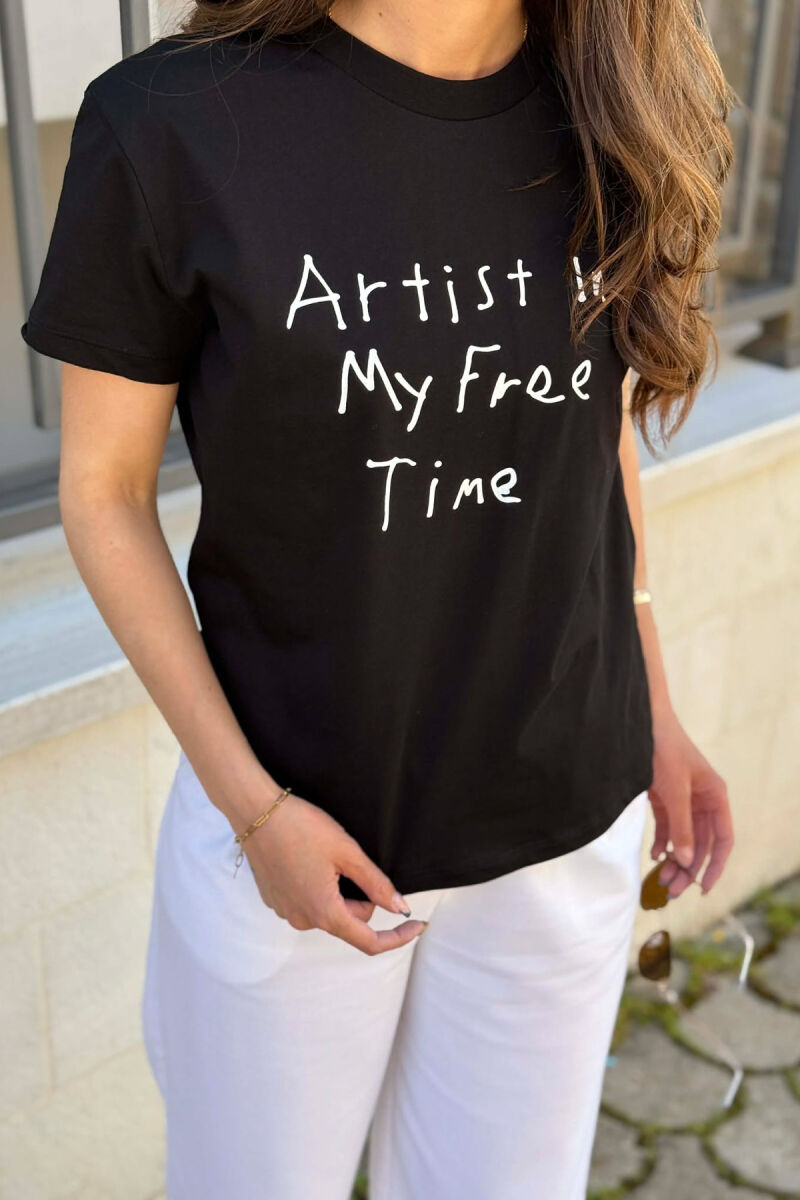 T-SHIRT ME SHKRIM PER FEMRA NE NGJYRE TE ZEZE - 4