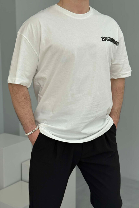 T-SHIRT ME SHKRIME DHE DIZAJN PËR MESHKUJ NË NGJYRËN E BARDHË 