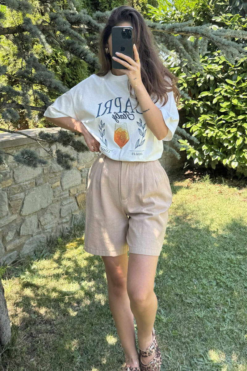 T-SHIRT ME SHKRIME DHE IMAZH PËR FEMRA NË NGJYRËN E BARDHË - 1