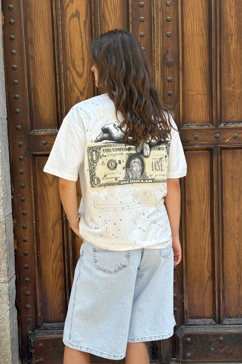 T-SHIRT ME SHKRIME DHE IMAZH PËR FEMRA NË NGJYRËN E BARDHË - 4