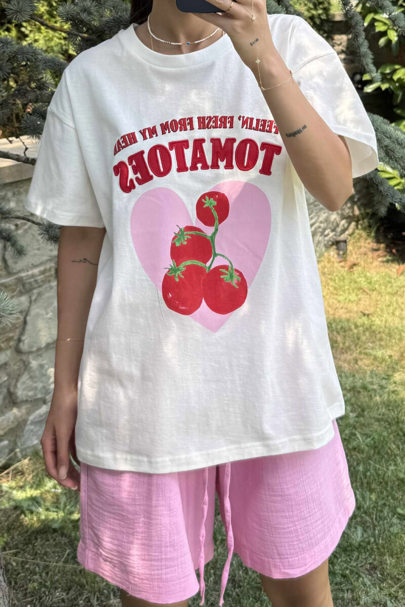 T-SHIRT ME SHKRIME DHE IMAZH PËR FEMRA NË NGJYRËN E BARDHË - 3