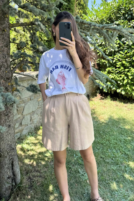T-SHIRT ME SHKRIME DHE IMAZH PËR FEMRA NË NGJYRËN E BARDHË - 1