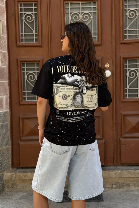 T-SHIRT ME SHKRIME DHE IMAZH PËR FEMRA NË NGJYRËN E ZEZË - 4