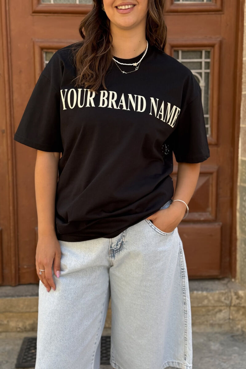 T-SHIRT ME SHKRIME DHE IMAZH PËR FEMRA NË NGJYRËN E ZEZË - 3