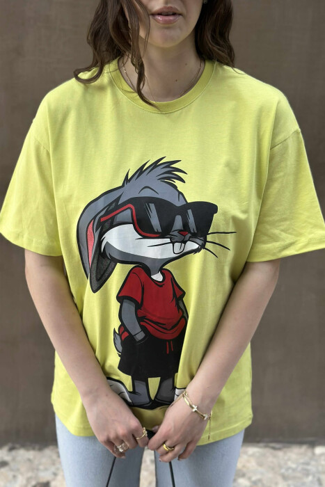 T-SHIRT ME SHKRIME DHE IMAZH PËR FEMRA NË NGJYRËN NEON - 3