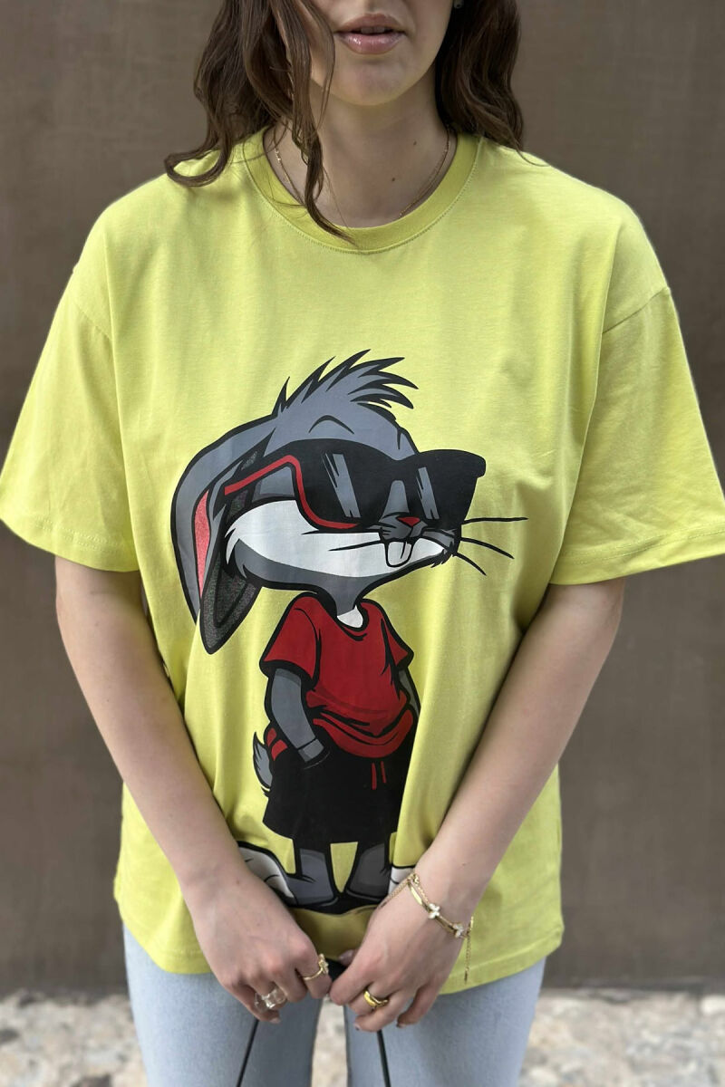 T-SHIRT ME SHKRIME DHE IMAZH PËR FEMRA NË NGJYRËN NEON - 3