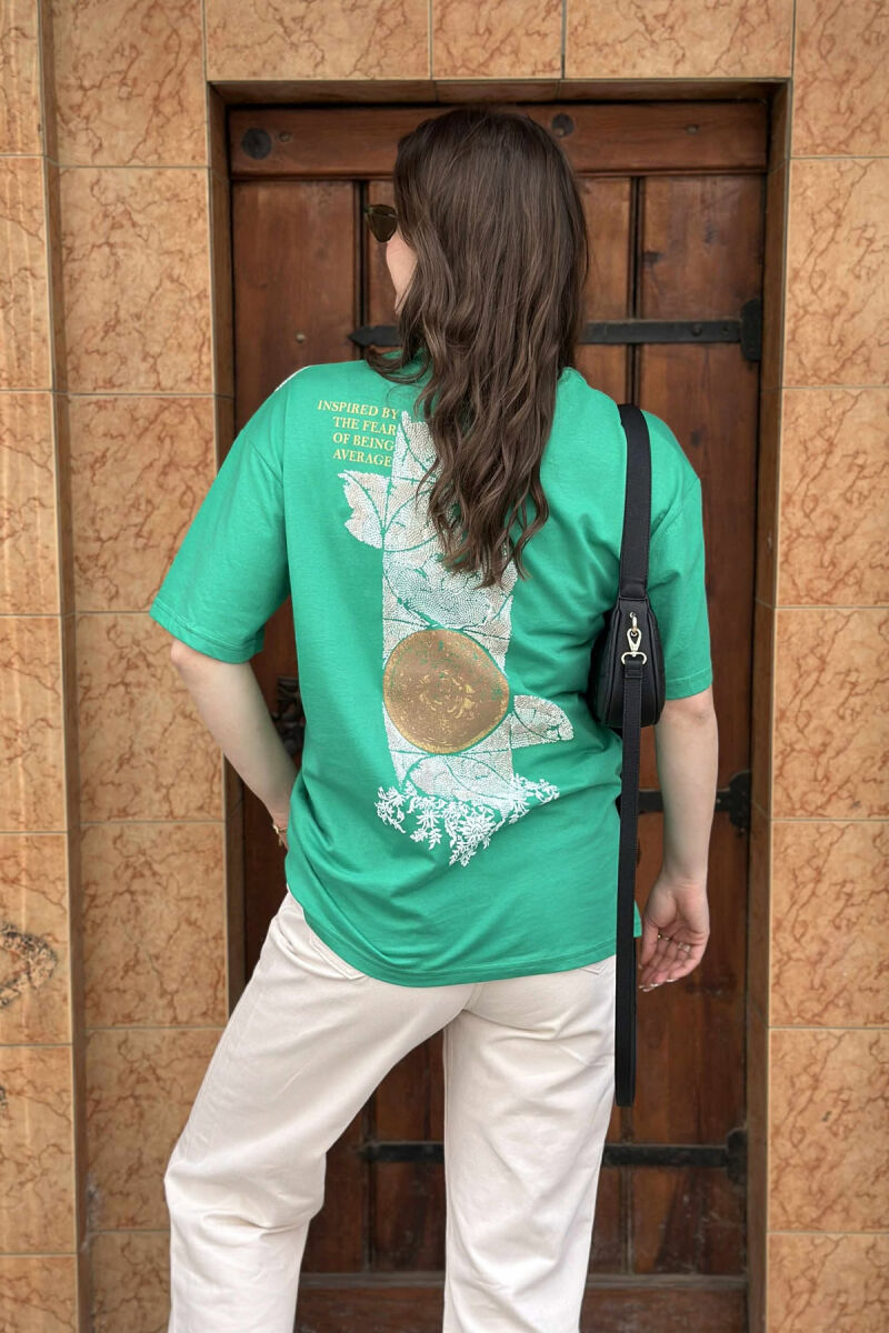 T-SHIRT ME SHKRIME ME DIZAJN PËR FEMRA NË NGJYRËN JESHILE - 4