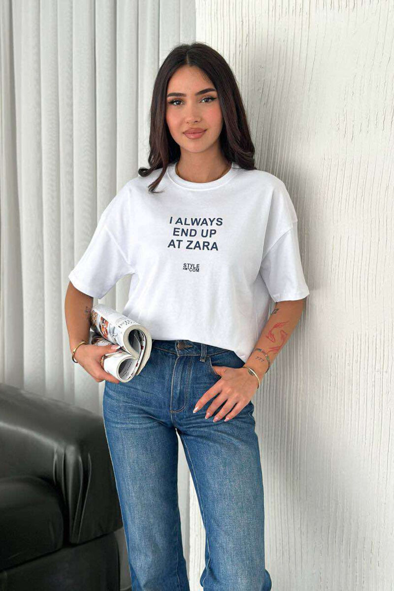 T-SHIRT ME SHKRIME PËR FEMRA NË NGJYRËN E BARDHË - 1