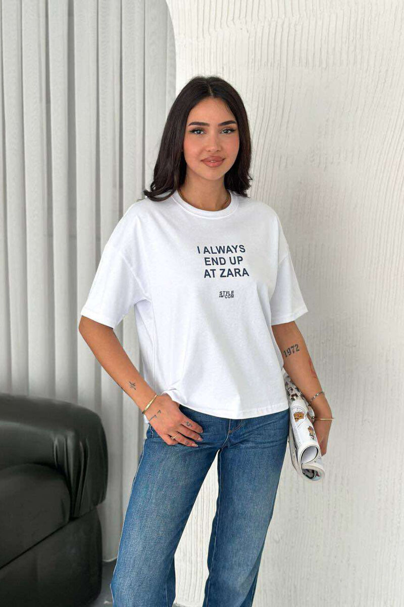 T-SHIRT ME SHKRIME PËR FEMRA NË NGJYRËN E BARDHË - 2