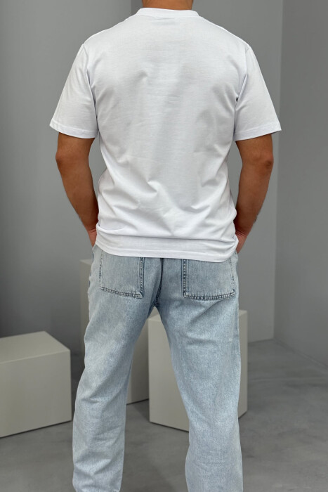 T-SHIRT ME SHKRIME PËR MESHKUJ NË NGJYRËN E BARDHË - 3