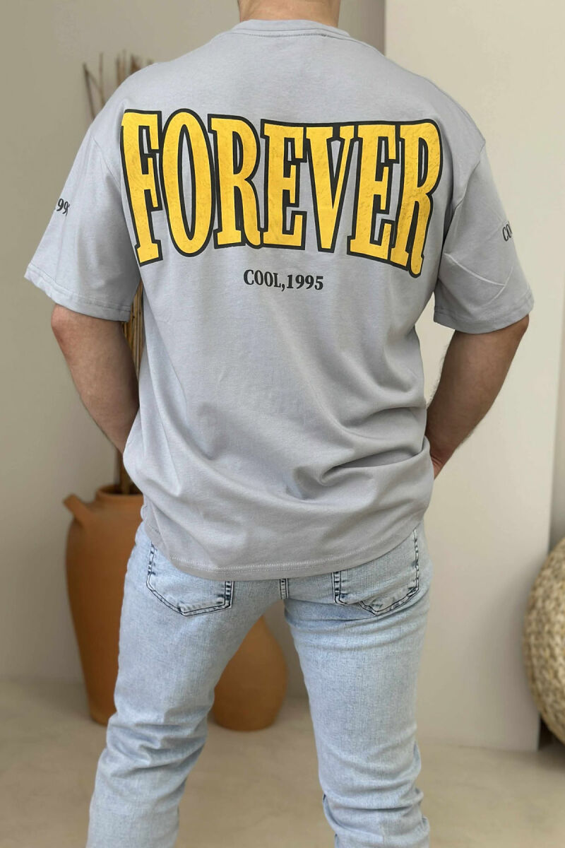 T-SHIRT ME SHKRIME PËR MESHKUJ NË NGJYRËN GRI E ZBARDHUR - 3