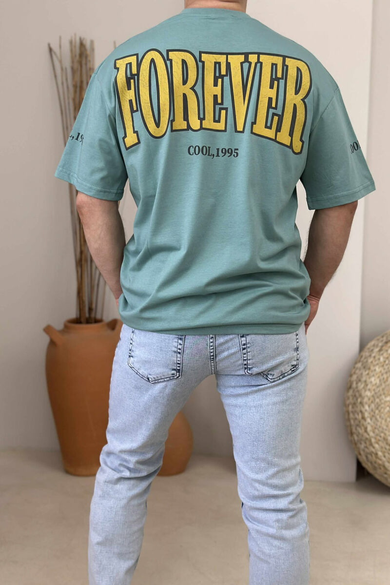 T-SHIRT ME SHKRIME PËR MESHKUJ NË NGJYRËN GURKALI - 3