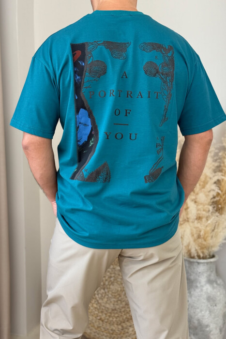 T-SHIRT ME SHKRIME PËR MESHKUJ NË NGJYRËN GURKALI - 3