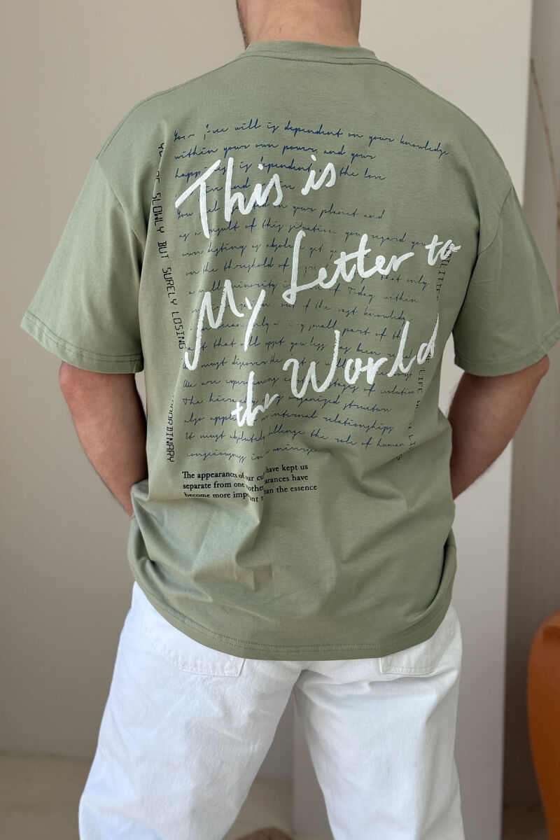 T-SHIRT ME SHKRIME PËR MESHKUJ NË NGJYRËN MENTE - 3