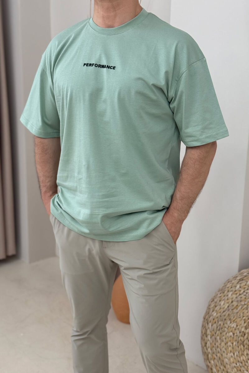 T-SHIRT I THJESHTË ME SHKRIME PËR MESHKUJ NË NGJYRËN MENTE - 3