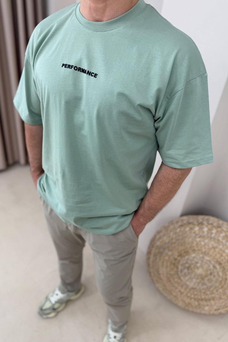 T-SHIRT I THJESHTË ME SHKRIME PËR MESHKUJ NË NGJYRËN MENTE - 4