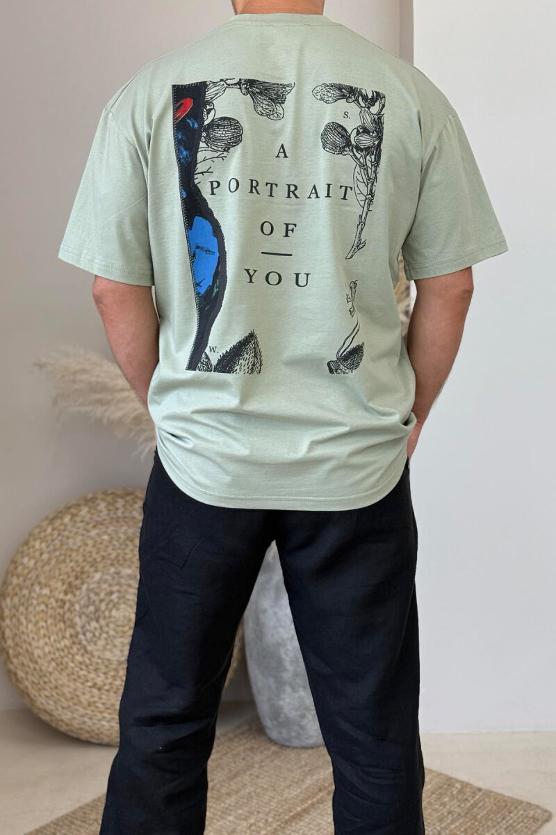 T-SHIRT ME SHKRIME PËR MESHKUJ NË NGJYRËN MENTE - 3