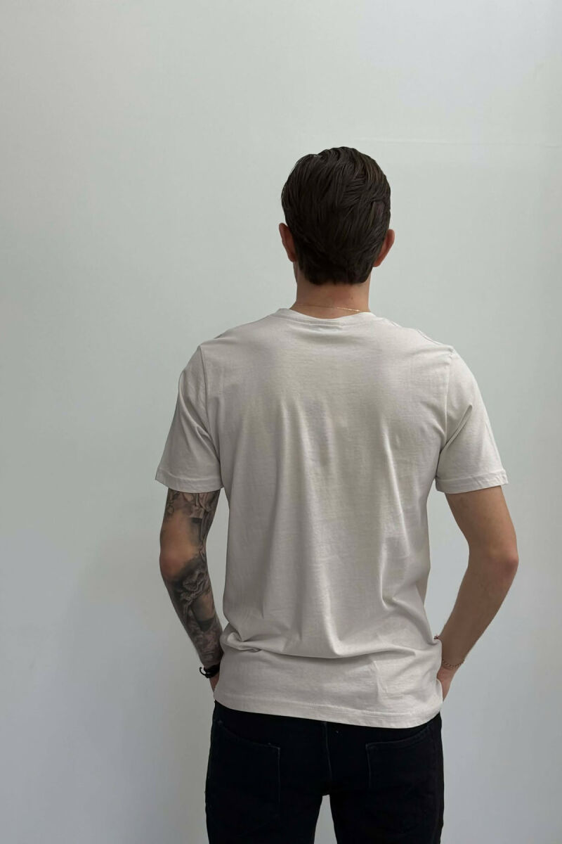 T-SHIRT ME SHKRIME TE VOGLA PER MESHKUJ NE NGJYRE KREM - 4