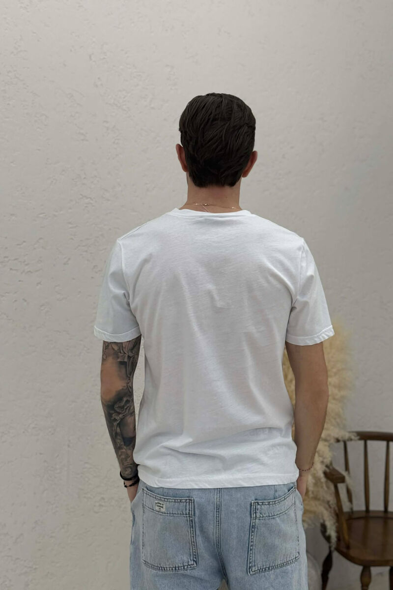 T-SHIRT ME SHKRIME TE VOGLA PER MESHKUJ NE NGJYRE TE BARDHE - 4